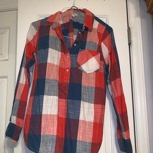 Button up red white and blue shirt